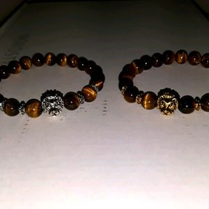 Tiger Eye Lion Head Bead Braclet